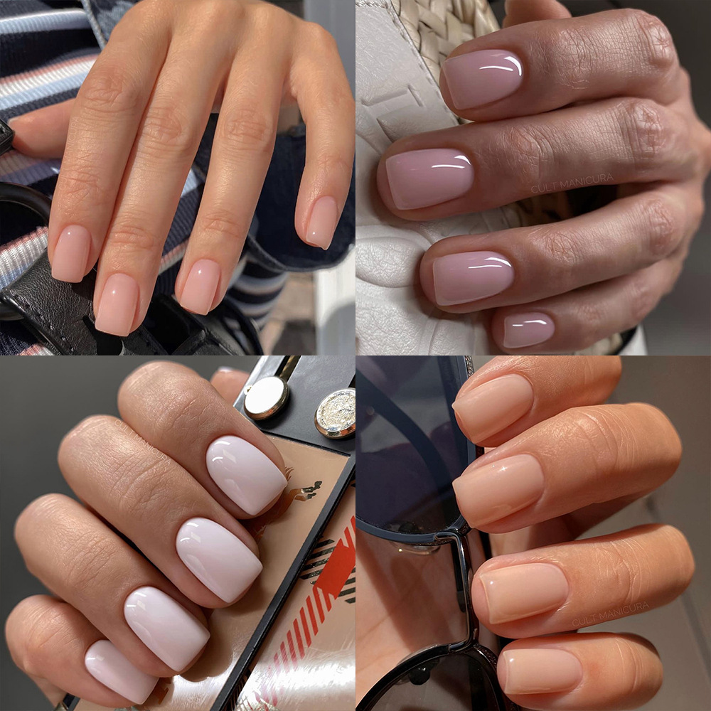 Transfronterizo de las mujeres portátiles manicura al por mayor simple medio y rectangular color sólido manicura uñas parche desgaste uñas al por mayor