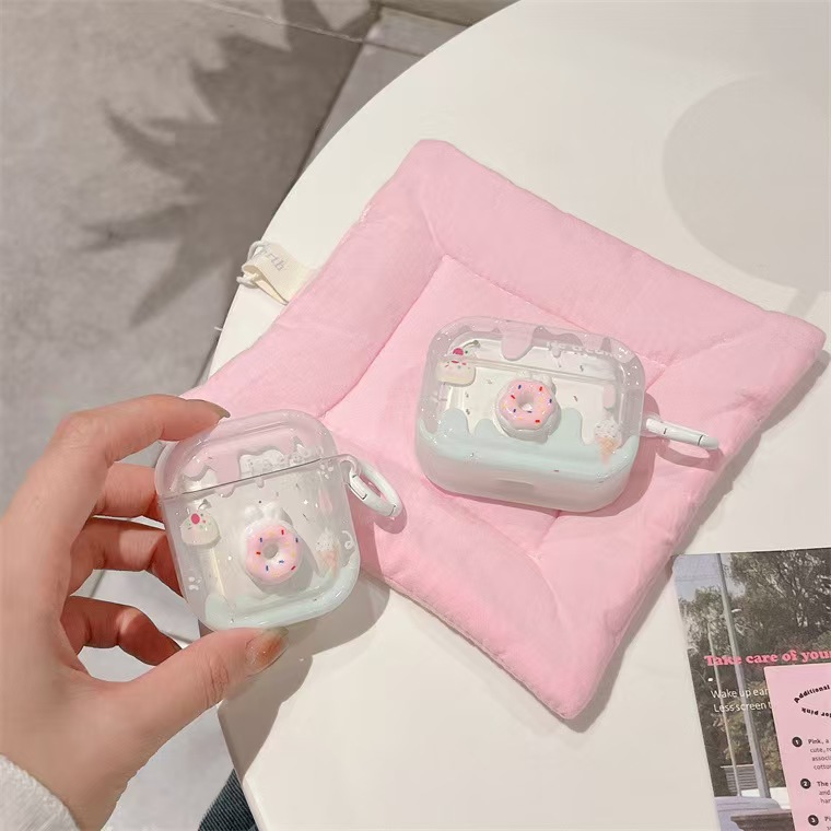 Nuevo pastel de moda creativo donut i12 funda protectora para auriculares TPU estuche suave resistente a caídas Estuche de transporte personalizado