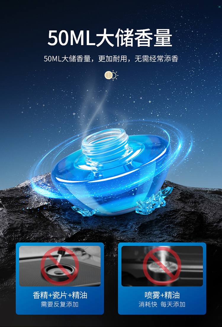 Car aromatherapy car perfume ornaments solar rotating car accessories center console high-end lasting light fragrance for men and women