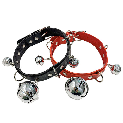 European and American sexy punk street shooting nightclub bell collar collar chain neck cover exaggerated PU leather choker necklace cross-border