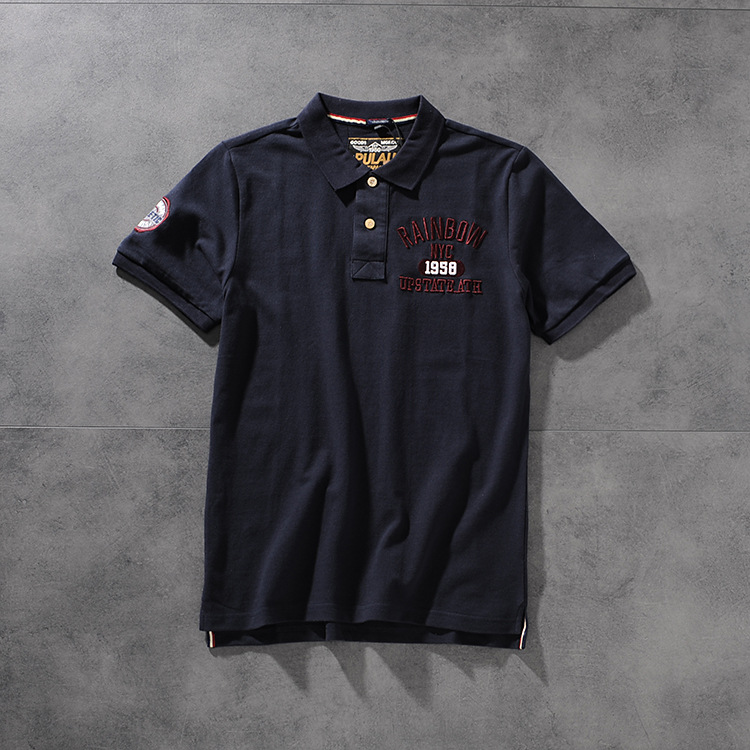 Spring and summer new American simple letter embroidery men's turn collar short-sleeve POLO shirt youth half-sleeve PK506 6