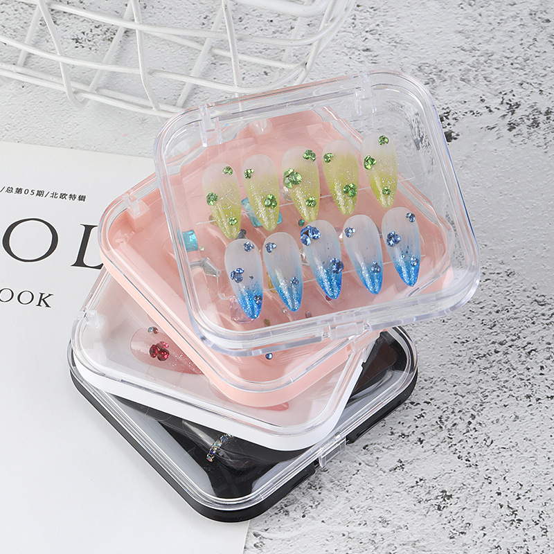 Transparent wearable storage box dust-proof box high permeability nail art false nail finished work storage Display Box Wholesale