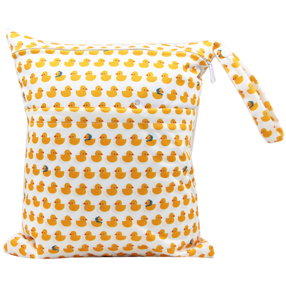 Bolsa de pañales Asenappy Impresión digital bebé doble cremallera impresión impermeable bolsa de pañales aplicación económica