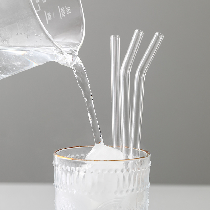 Portable High Borosilicate Glass Straw, Large Diameter, High Temperature Resistant, Non-Disposable, Environmentally Friendly, Heat-Resistant, Thickened Milk Tea Drinking Straw