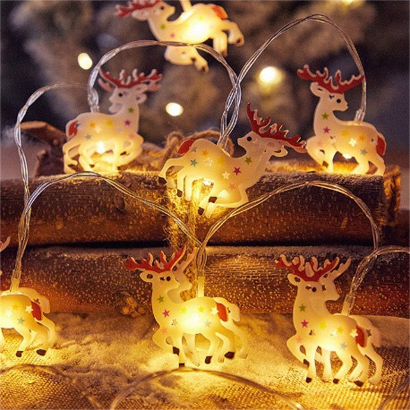 Decoración de Navidad lámparas LED de colores cadena creativa de doble cara muñeco de nieve árbol de Navidad escena de diseño colgante pequeño colgante