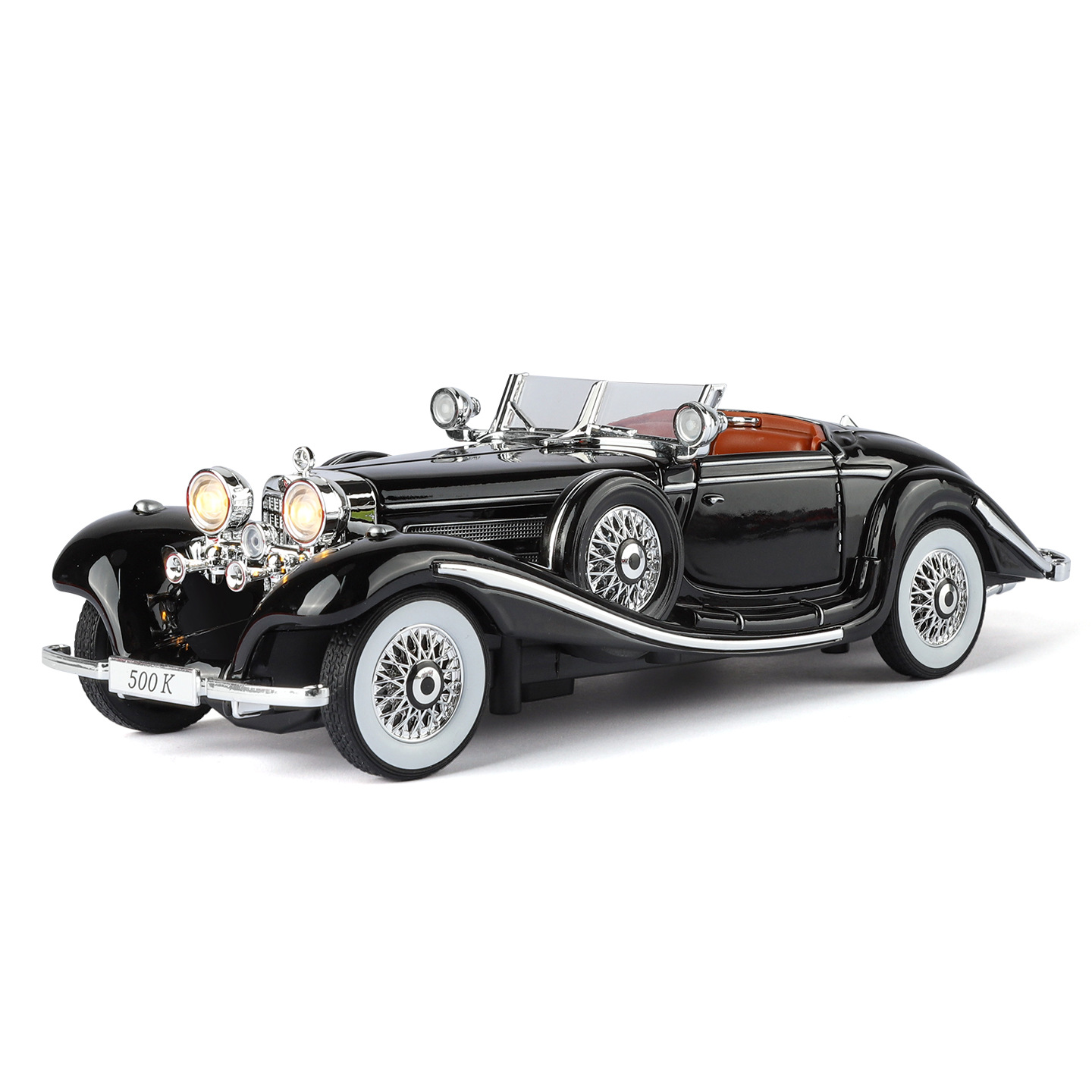 1: 24 dapen Collection Edition descapotable de 500 K de aleación de automóviles clásicos modelo de automóviles retro retro Huili sonido y luz regalo del 1 de junio