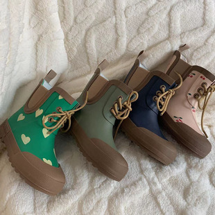Denmark Nordic style children's men's and women's small and medium-sized children's rain boots waterproof non-slip retro water-playing rain boots