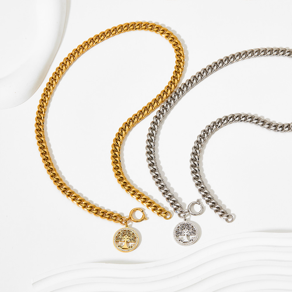 Fashion Tree Stainless Steel Plating Artificial Diamond Bracelets Necklace