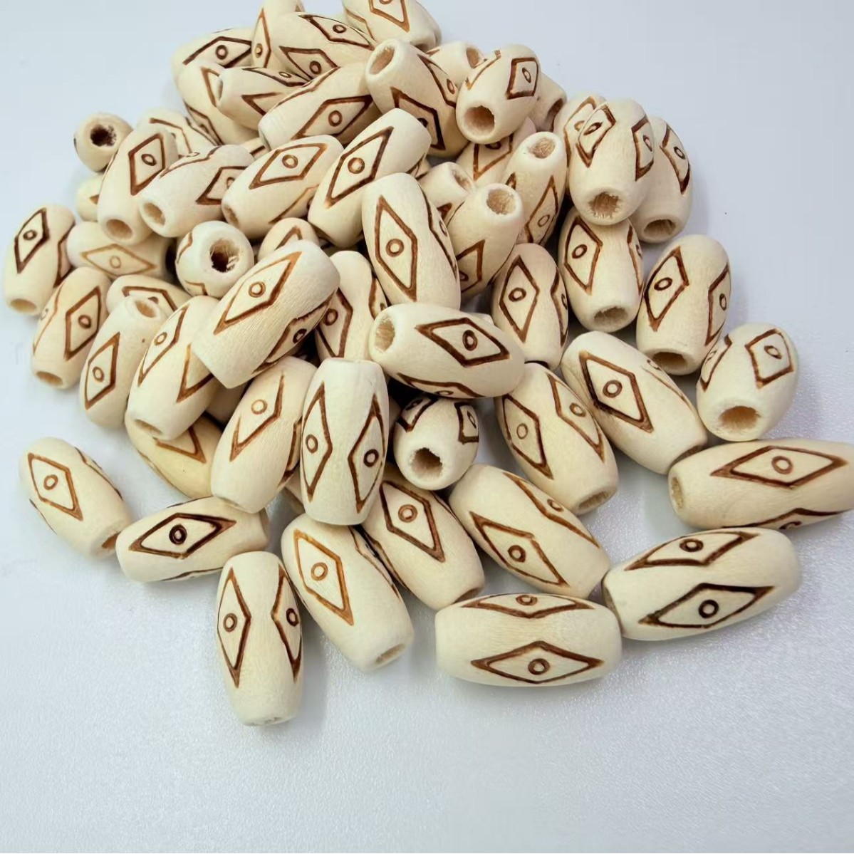 New Chinese-style embossed wooden beads DIY handmade 15*8CM loose beads creative printed seed beads for bracelets and pendants