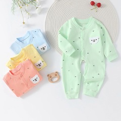Baby one-piece clothes Spring and Autumn without bone newborn clothes pure cotton Class A open-legged T-shirt baby innerwear sleepwear crawl suit