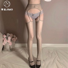 新品极光马油蕾丝吊带一体袜免脱超薄防勾丝镂空黑色情趣丝袜A92