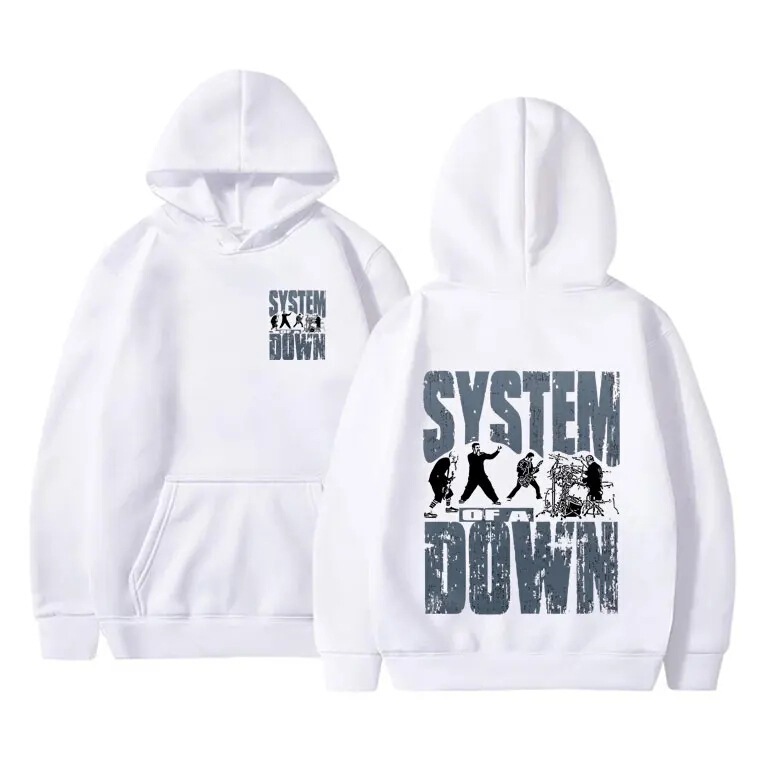 90S Retro Rock Band System of a down Printed Hoodie, Unisex Casual Sweatshirt for Men