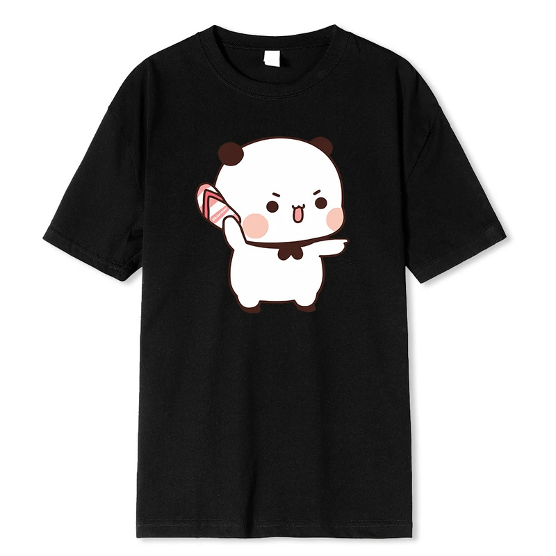 Cute throwing flip flops because he teased bear Kawaii men's clothes men's tops graphic T-shirts