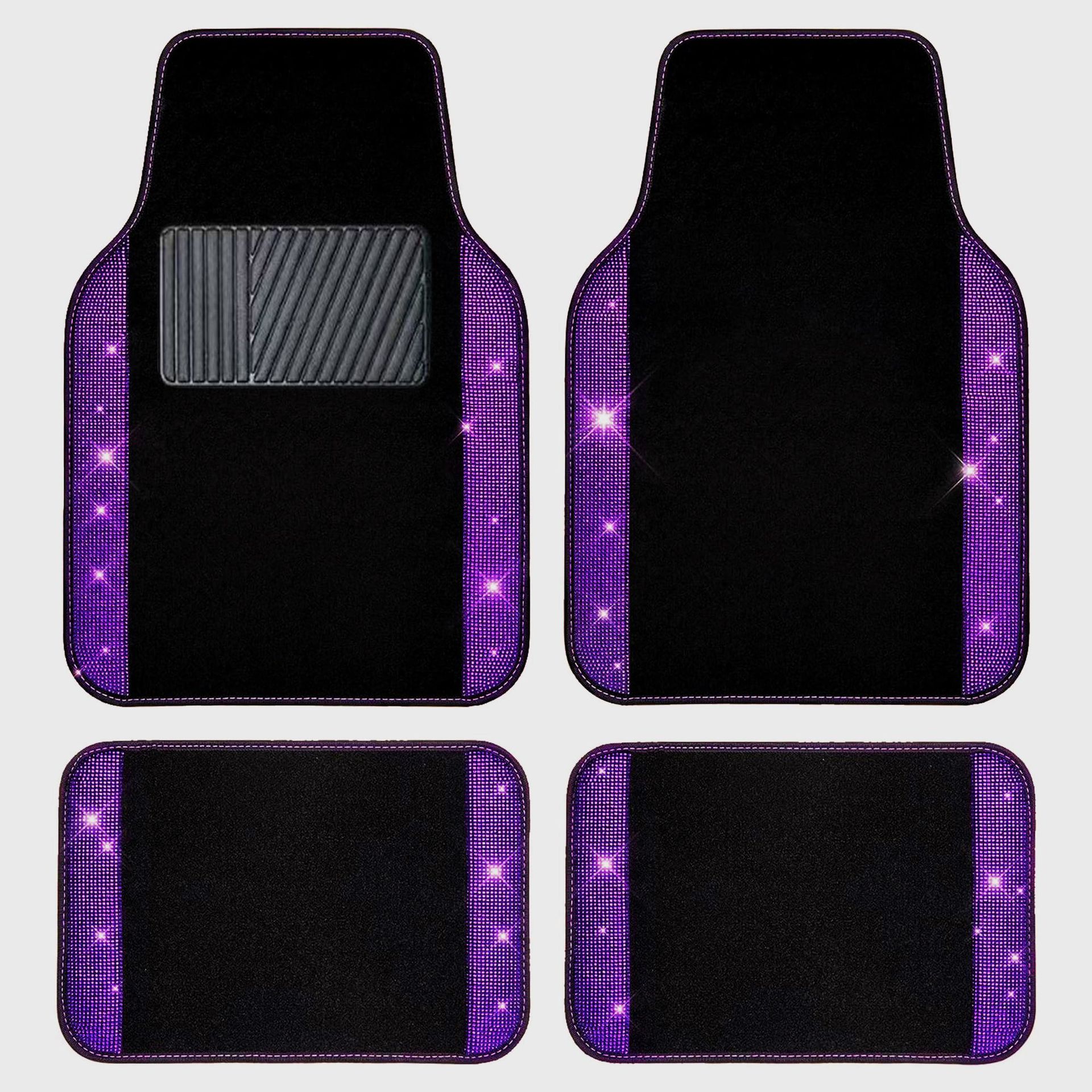 Cross-border universal car floor mats, velvet with sparkling rhinestones, full crystal anti-slip PVC car interior floor mats