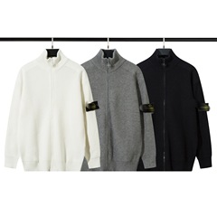 STONESLAND 石島 ジッパー開き スタンドカラー ニット セーター 万能 シンプル ジェンダーニュートラル スタイル 男女兼用 コットン
