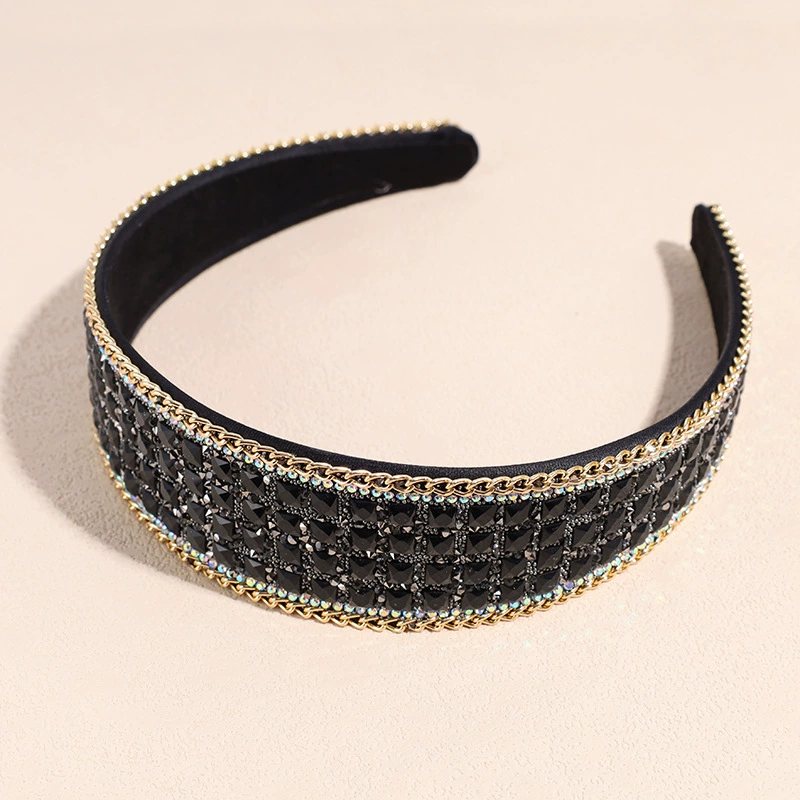 Trend non-slip headband, fashionable hair accessory for face washing, European style, internet celebrity, diamond encrusted
