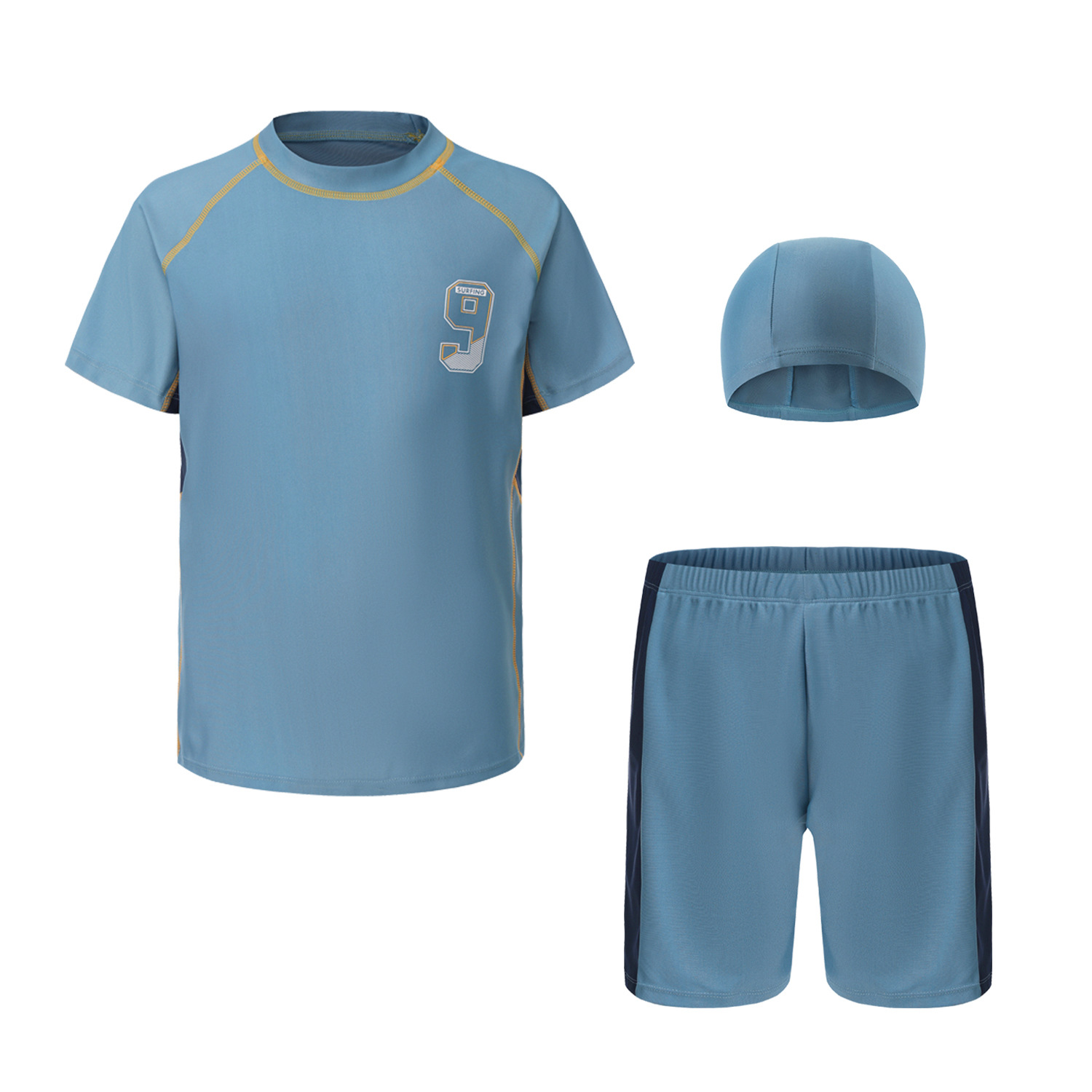 Professional Quick Dry Two Piece Swimsuit For Older Boys_voghion.com
