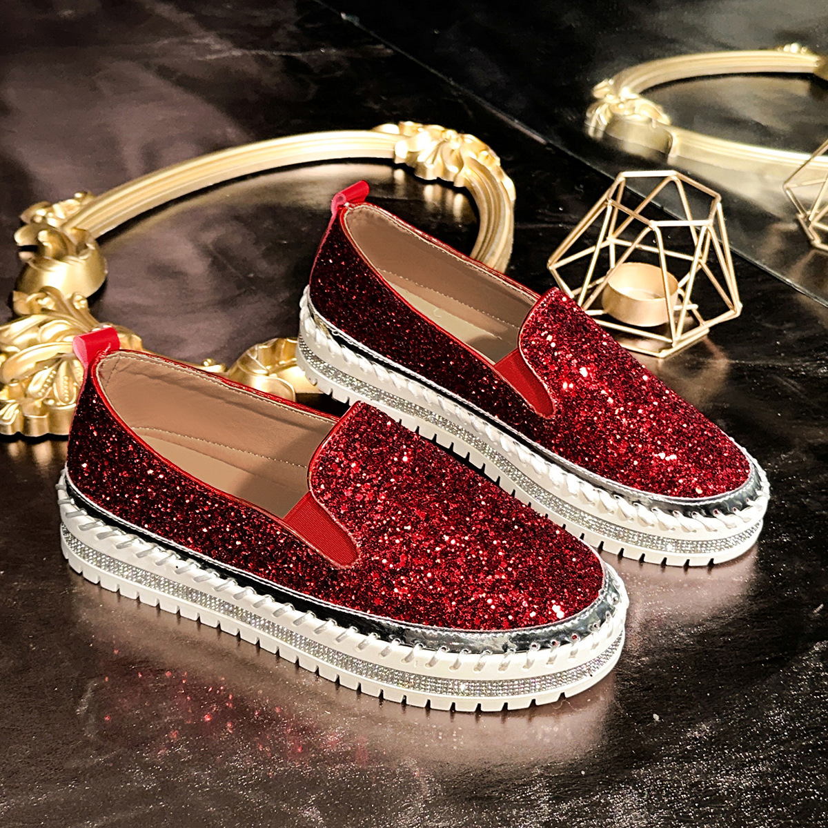 Women's plus Size Slip-On Loafers Flat Shoes Casual Spring Platform Flats_vogvips.com