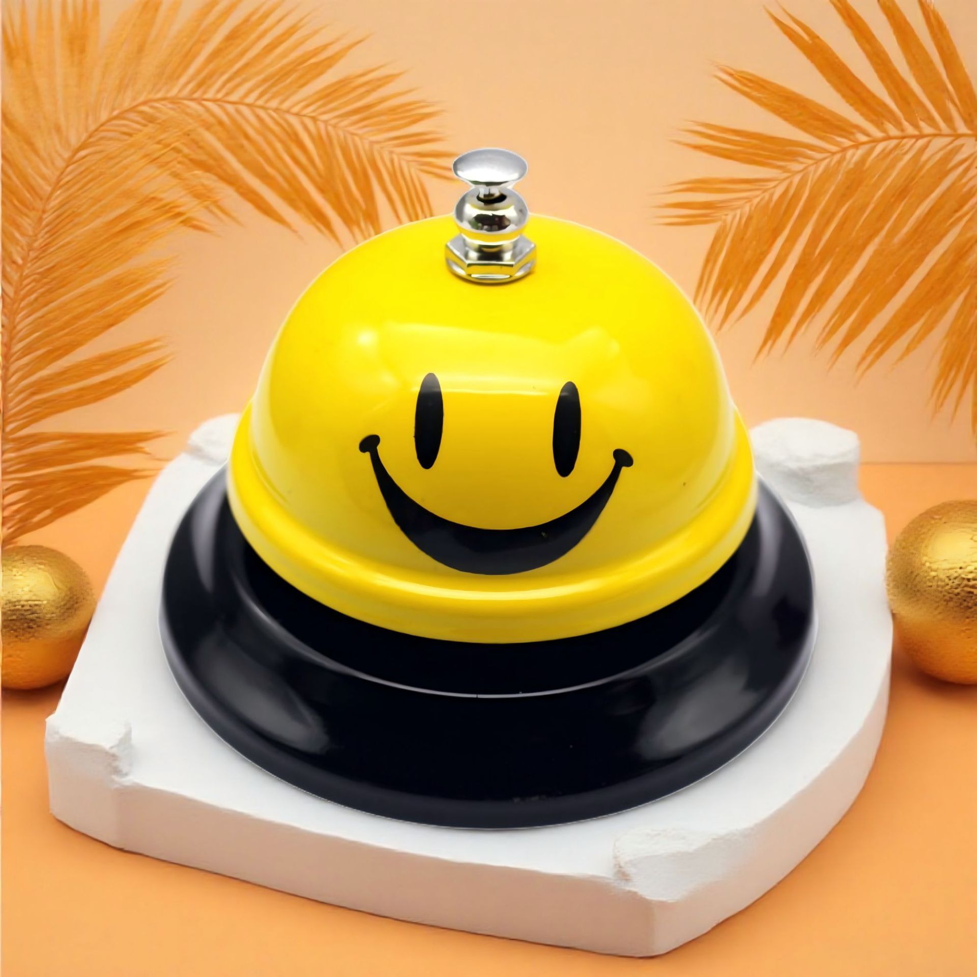 Creative Yellow Smiley Face Bell, Dining Bell, Mini Bell, Class Call Bell, Shaking Bell, New Style Summoning Bell