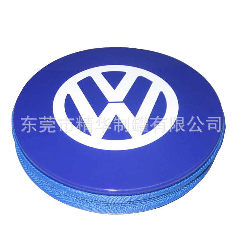 拉链包车标卡通CD收纳铁盒   圆形拉链CD包 CD盒