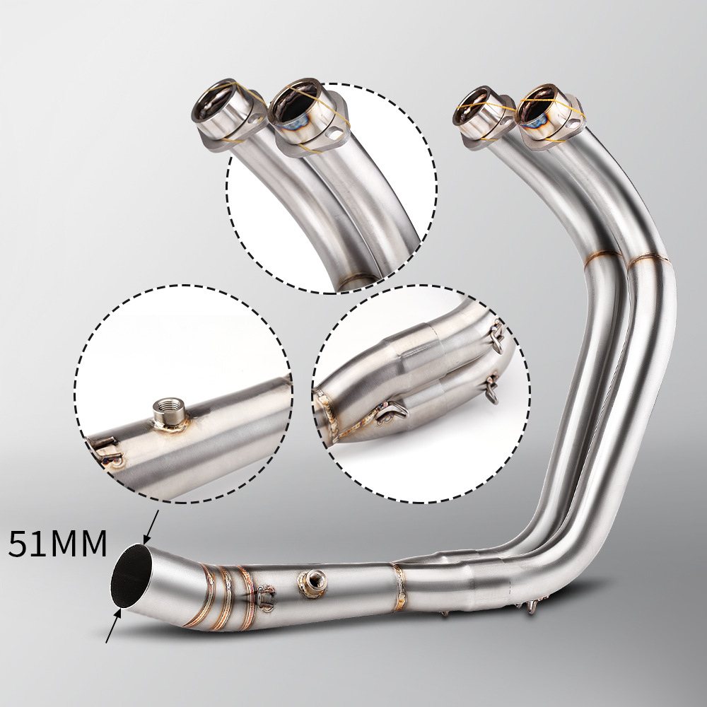 Motorcycle exhaust pipe full section modification MT07 stainless steel front section tail section suit 2014-2024 non-destructive installation