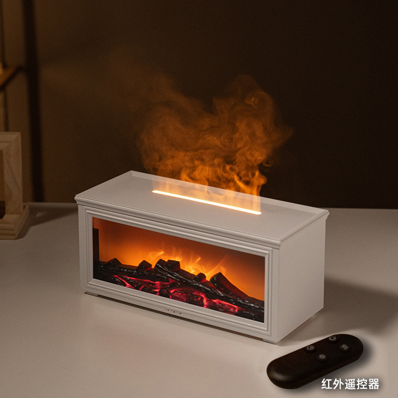 仿真火焰香薰机家用裂纹火山木纹跨境USB创意七彩氛围灯加湿器|undefined