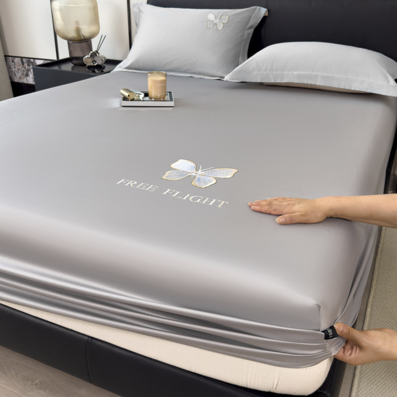 2025 nuevo estilo de lujo ligero de algodón de fibra larga sábana de algodón puro pieza individual 100 juego de cama de algodón cubierta protectora de colchón Simmons