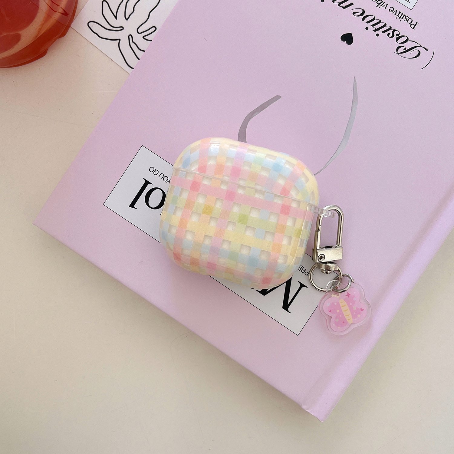 El patrón de cuadros de dopamina de color se aplica a la funda para auriculares AirpodsPro2 nueva generación 3/4 pequeña y fresca airpod1/2 femenina