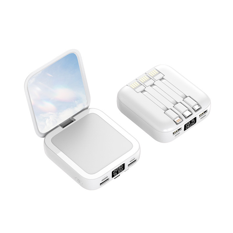 ミニ充電器付き化粧鏡、内蔵ケーブル、大容量充電器、小型で持ち運びに便利なモバイルバッテリー、ロゴのカスタマイズ可能|undefined