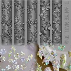 国境を越えた人気の3D立体春の花型DIYネイルデコレーションモールド高透明ネイルアートシリコンモールド
