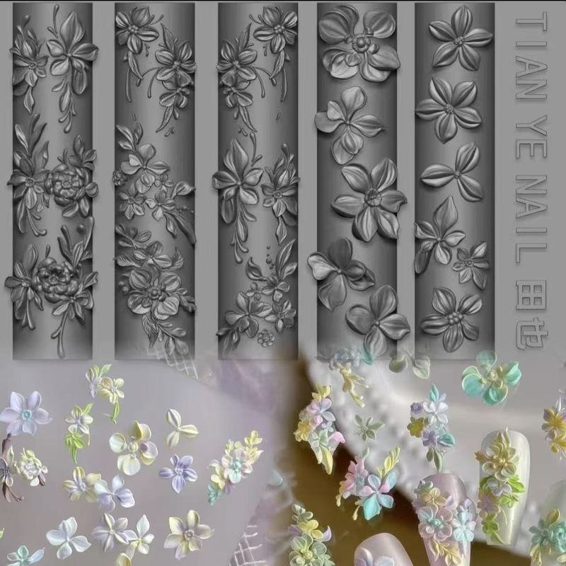 国境を越えた人気の3D立体春の花型DIYネイルデコレーションモールド高透明ネイルアートシリコンモールド|undefined