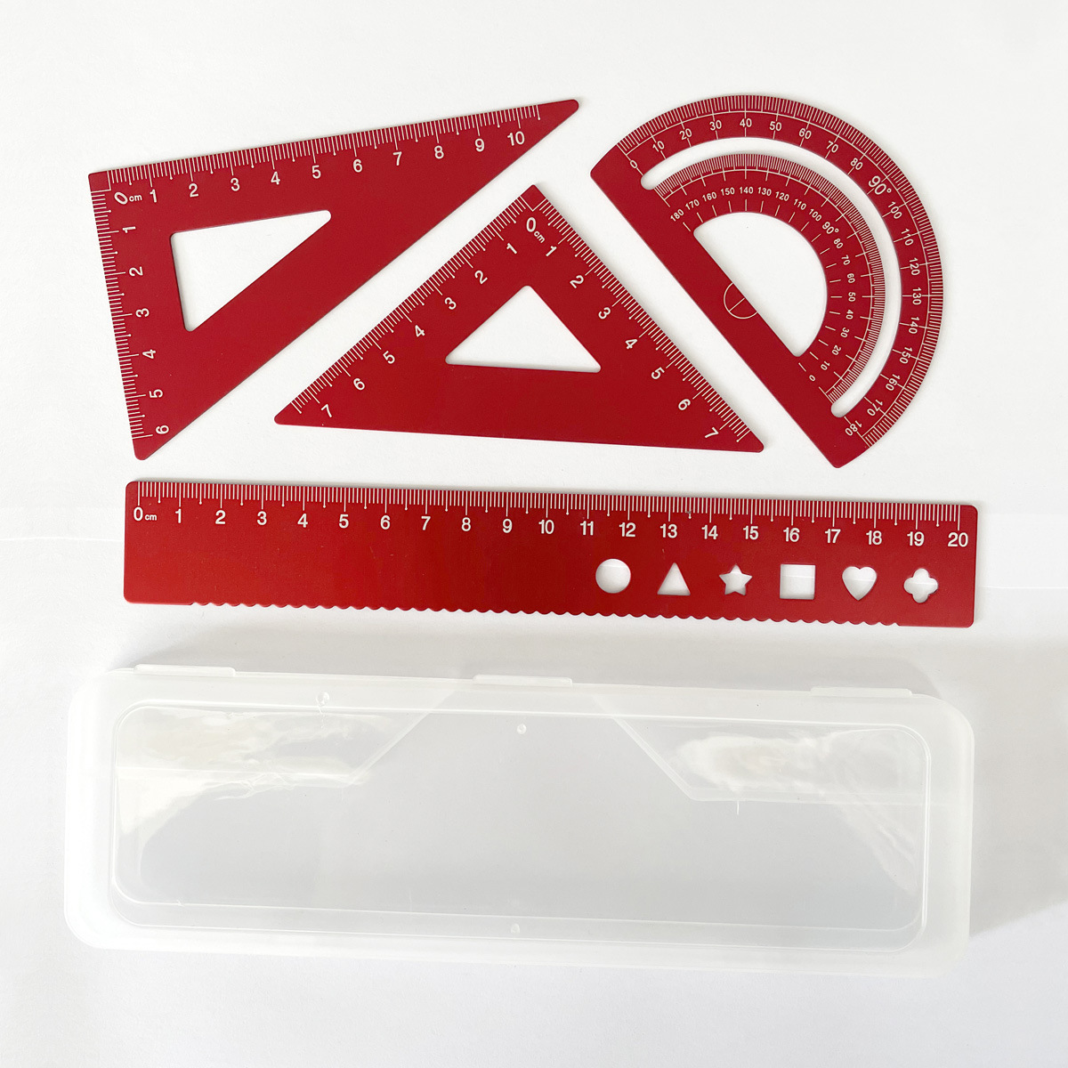 Juego de reglas metálicas, juego de cuatro reglas de aleación de aluminio, grabado láser, regla recta y regla triangular para estudiantes de primaria y secundaria, personalización de regalos