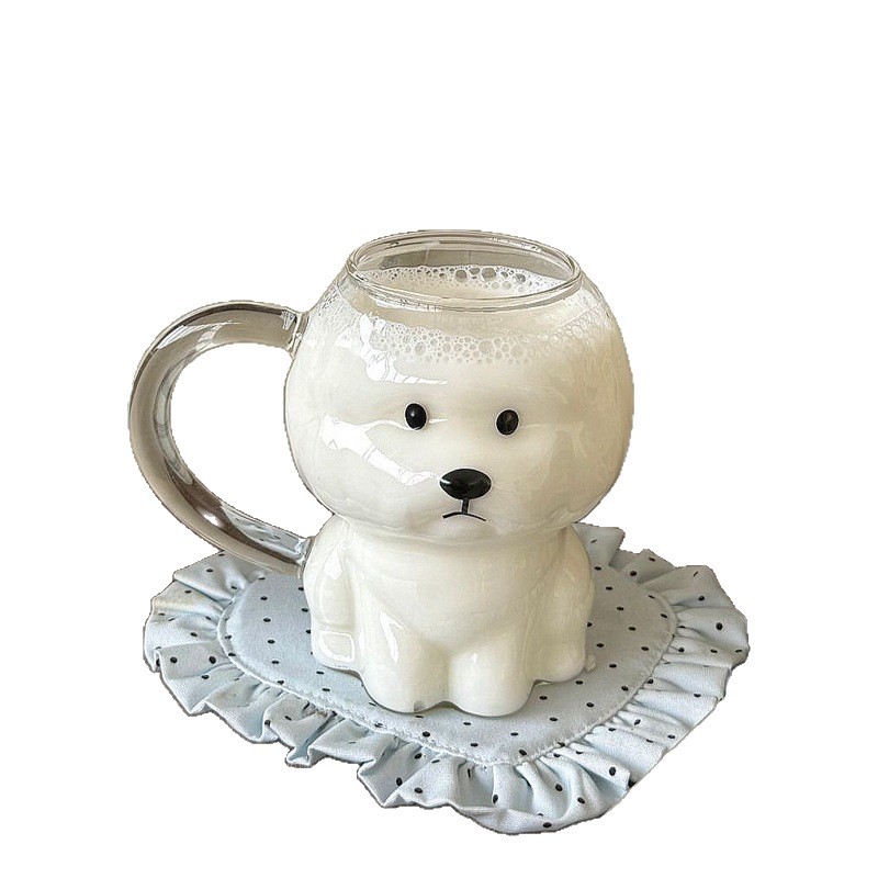 Inswind Cute Bear Glass, tazas de cachorro domésticas, tazas de café de oficina de gran capacidad, regalo de cumpleaños
