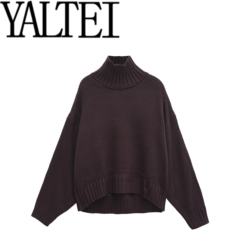 Zar New Autum Women's Clothing European and American Style French Design Fashionable Casual Cashmere Long-Sleeved Dark Brown Sweater Zar New Autum Women's Clothing European and American Style French Design Fashionable Casual Cashmere Long-Sleeved Dark Brown Sweater