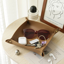 钥匙收纳托盘皮革玄关进门口客厅茶几杂物筐桌面口罩盒入户小之军