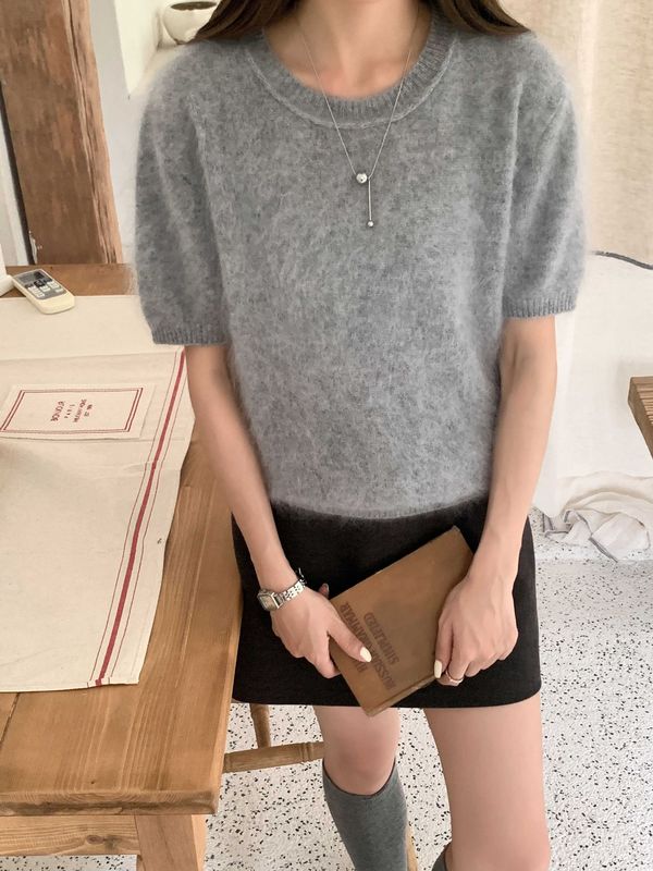 嘉织丨羊毛拉绒高质价比 秋季韩系穿搭拉短袖上衣C809|undefined