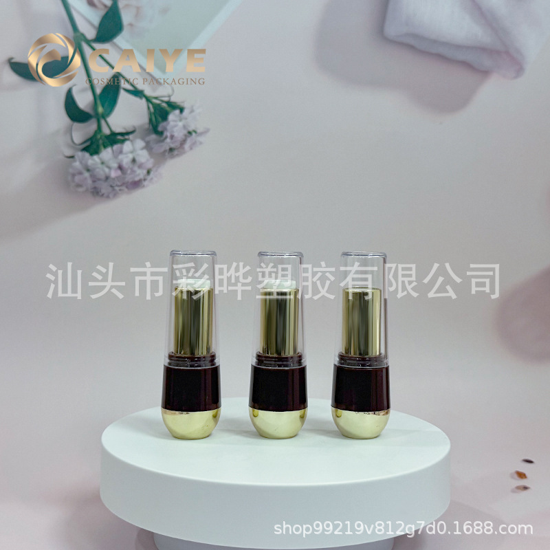 花瓶状 高档复古红金 透明长盖 口红管 润唇膏管空管 彩妆包材