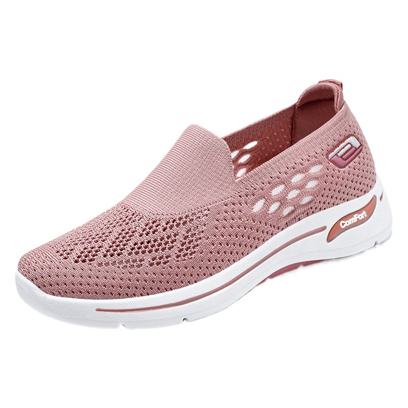 Zapatos de mujer 2025, zapatos de malla con recortes transpirables de verano, zapatos de tela de Beijing antiguos para mujer, zapatos para caminar para mediana edad y personas mayores, zapatos casuales para mujer