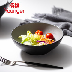 Melamine tableware gray and black two-color frosted spicy hot bowl noodle bowl Nordic style imitation porcelain large bowl plastic bowl