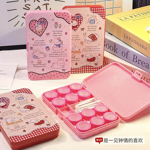 Contact Lens Case, Contact Lens Box, Pink Cartoon, Cute, Large Capacity, Portable, Large, Multiple Pairs, with Multiple Mirrors