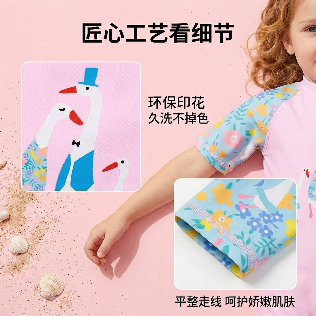 (Cross-border trading), children's swimwear, cartoon split uniform, set, for teenagers, 3 piece set 3