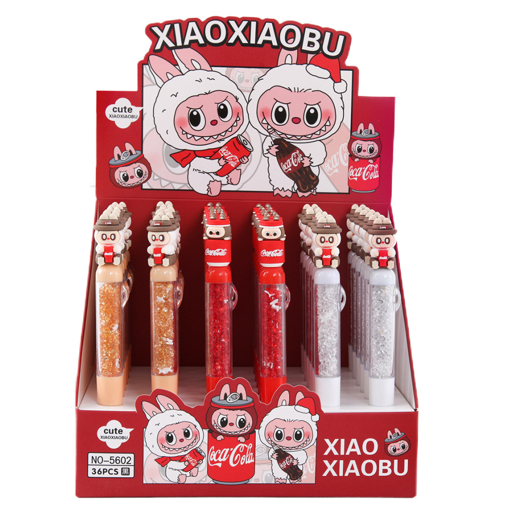 Caricaturas pequeñas Buda soda bolígrafo neutro de alto valor facial grano de aluminio suave diamante flash bolígrafo azul de comercio exterior artículos de papelería para estudiantes