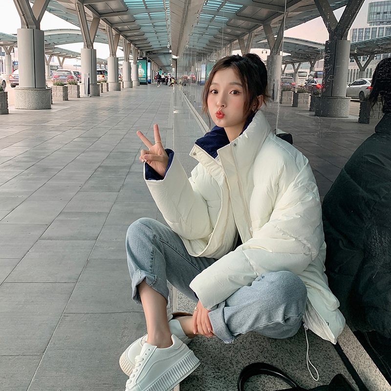 Ropa de algodón de cuello de mujer ropa de pan de estilo coreano universalmente estudiantes extranjeros chaqueta de algodón de invierno 2023 chaqueta de moda bolsillo de tendencia