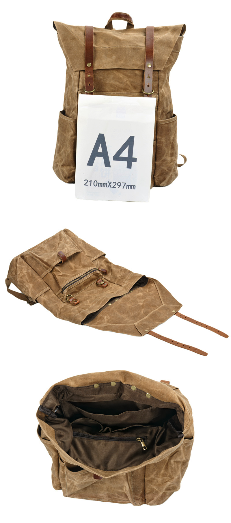 Sports & Entertainment New retro men's canvas backpack outdoor waterproof hiking bag large capacity camping bag_voghion.com