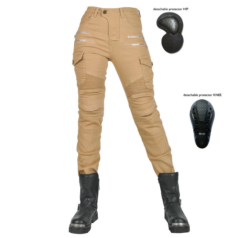 Pantalones vaqueros de la motocicleta VOLERO Knight stretch motocicleta pantalones de montar retro personalizado casual pantalones resistentes a la caída de las mujeres