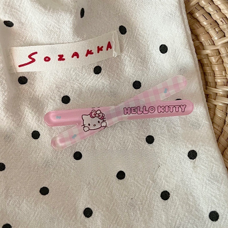 新款卡通发夹奶油甜妹风侧边刘海碎发夹可爱甜美少女心格纹发卡|undefined