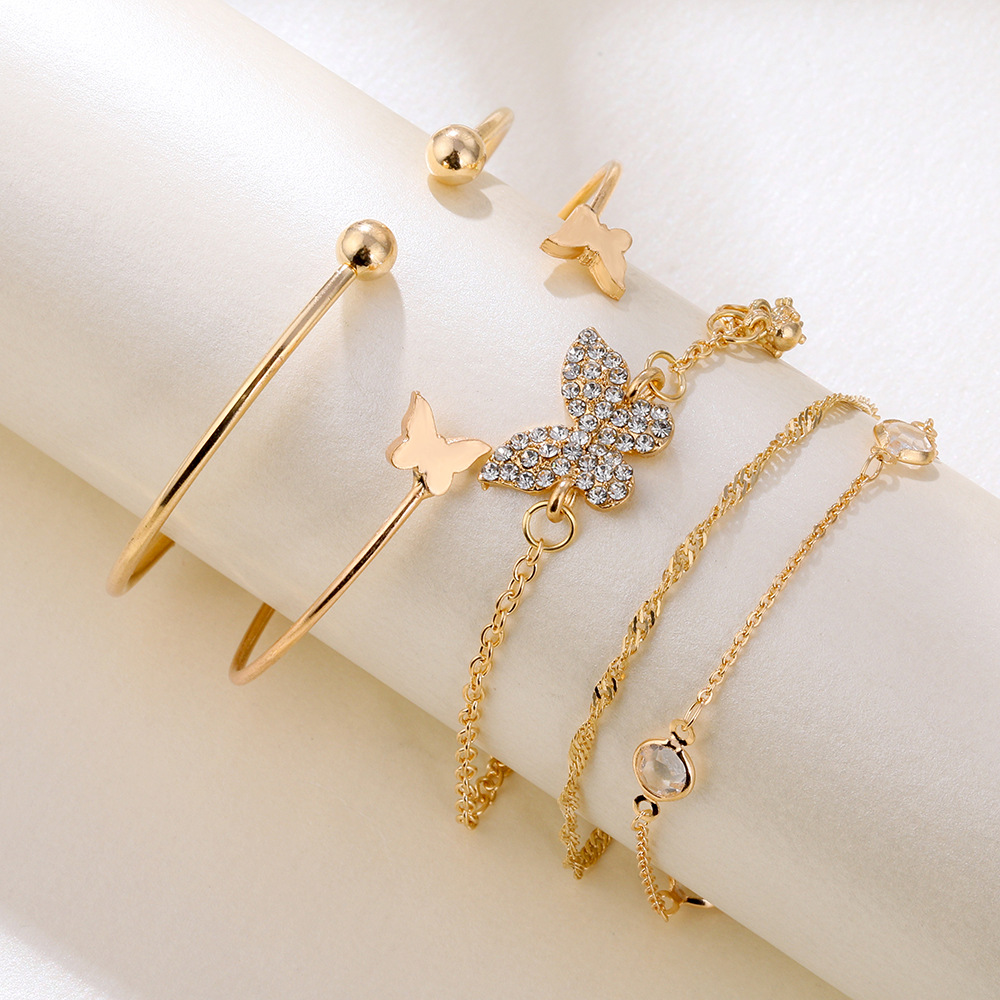 Fashion Geometric Butterfly Alloy Artificial Rhinestones Women's Bracelets 1 Set display picture 4