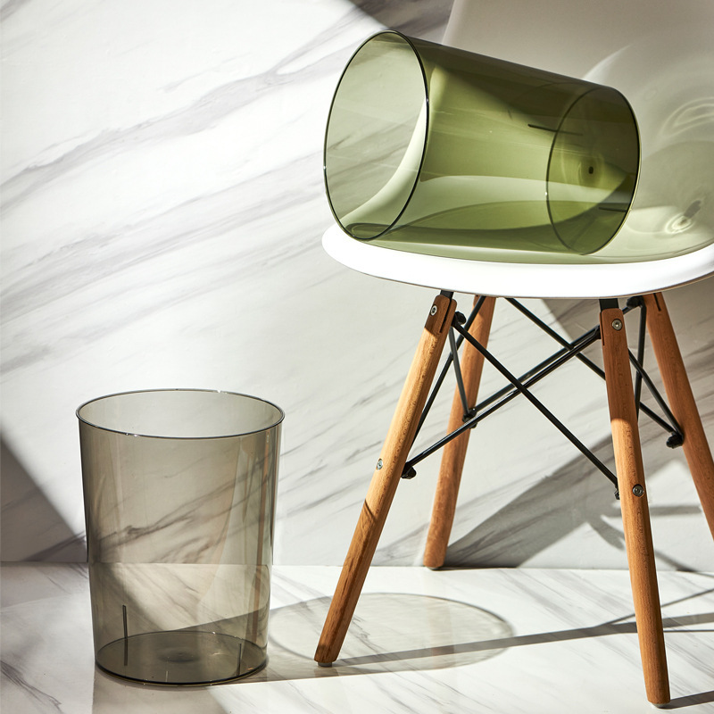 Household Large Accessible Luxury Trash Can Living Room Creative Pet Transparent Trash Can Office Large Capacity Simple Paper Basket
