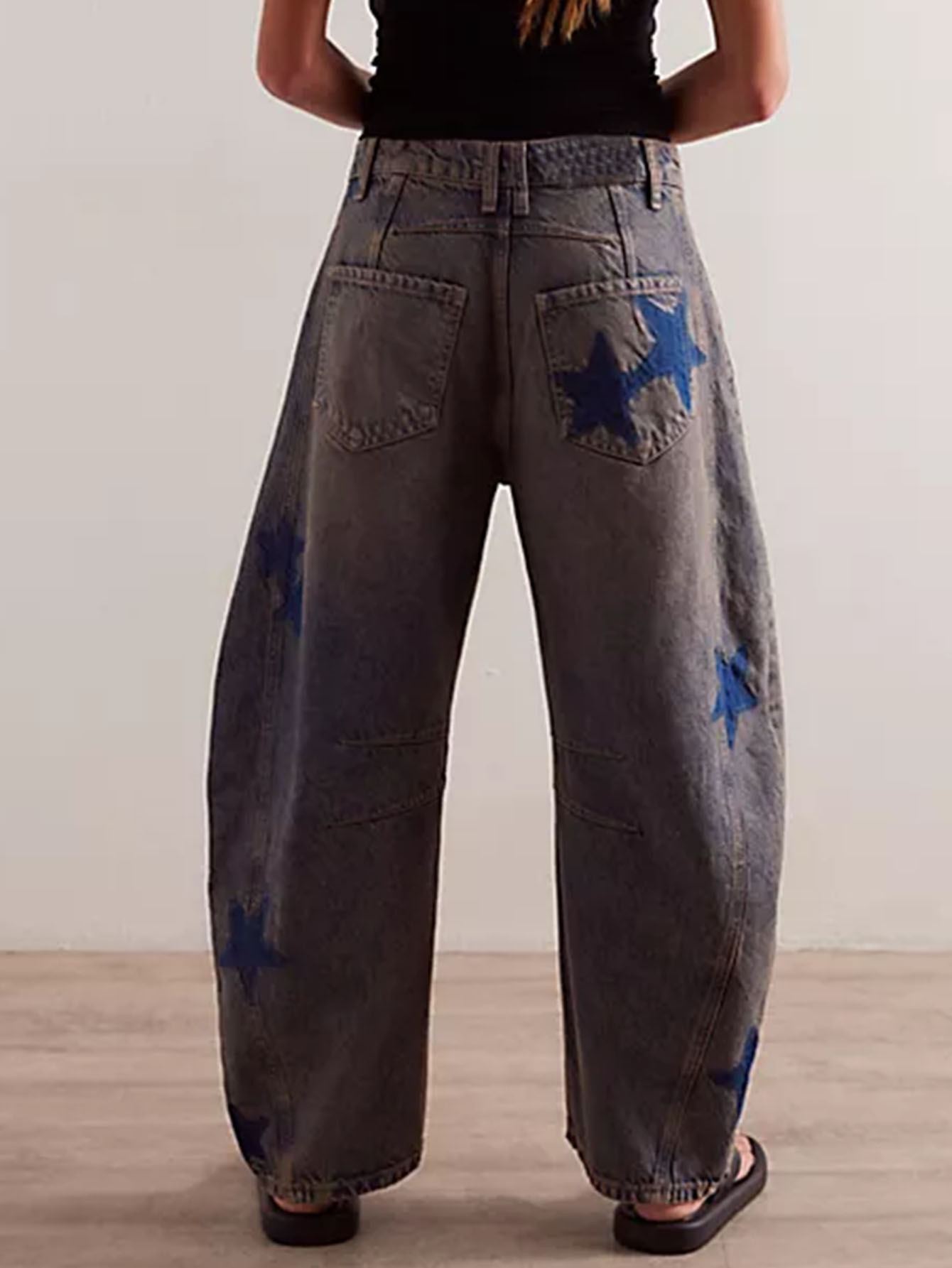 Vintage Low-Rise Flare Jeans For Women – Distressed Washed Denim With Embroidery (S-L, 90s Retro Street Style)_mkmklike.com