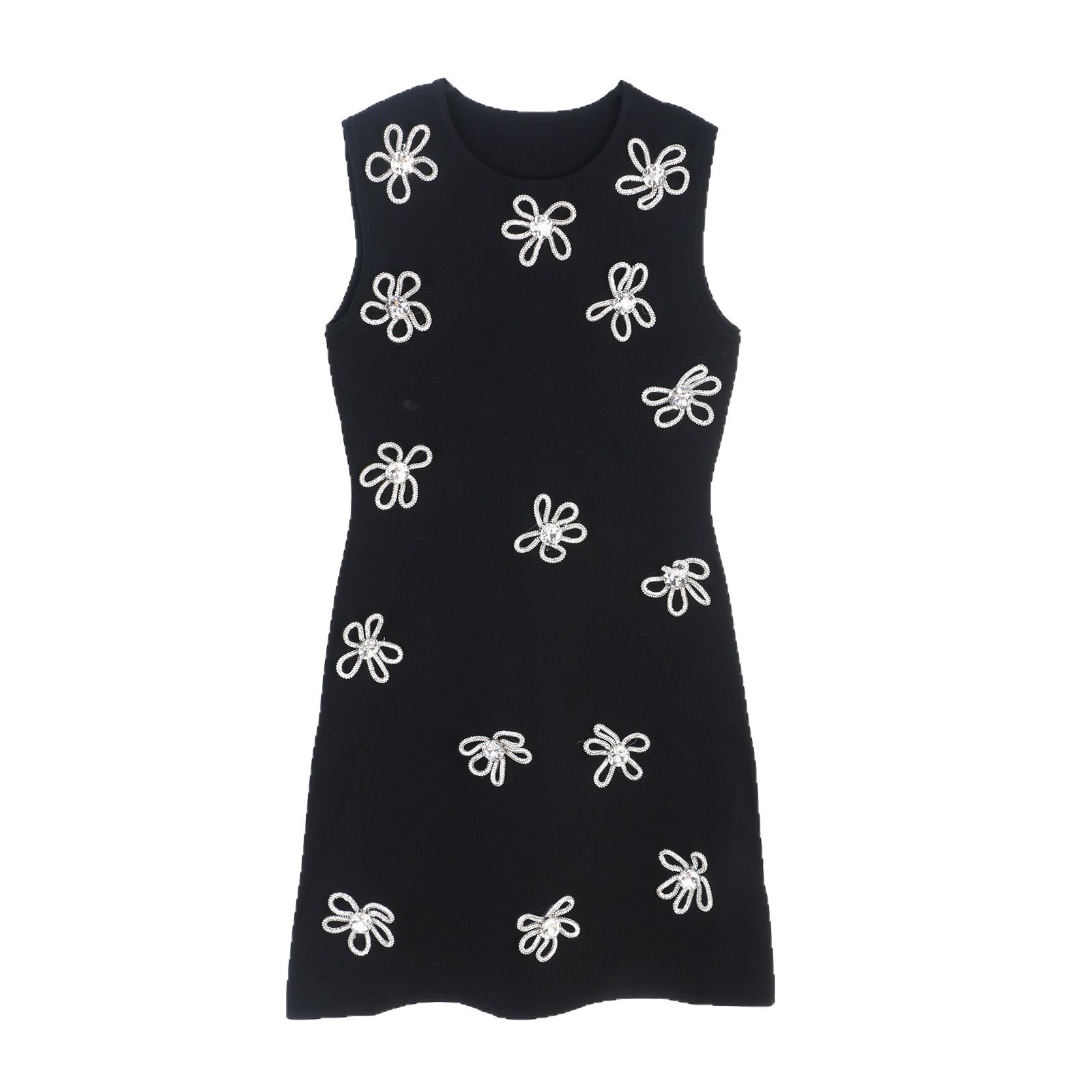 Fashionable dress with bow sleevless with a round collar